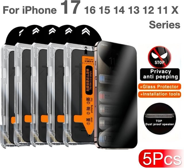 5er Set gehärtetes Glas Display Schutzfolie für Apple iPhone 16e 16 Pro Max 15 14 13 12 Mini 11 XS XR in Transparent - Bild 1