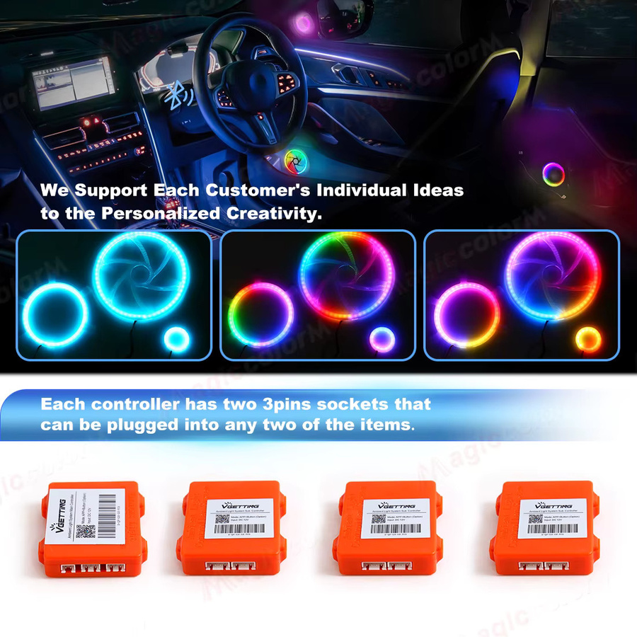 MAGIC COLORM RGB Auto-Lautsprecher Set mit App-Steuerung und 64 Farben für die Innenraum-Türdekoration, 5,9 Zoll und 4,3 Zoll - Bild 4