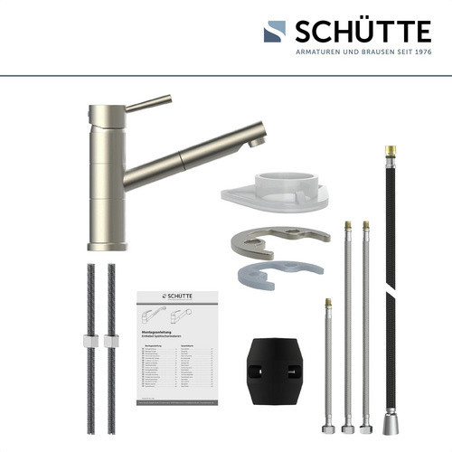 SCHÜTTE Spültischarmatur Unicorn mit schwenkbarem Auslauf in Silber und mattem Messing-Finish - Bild 3