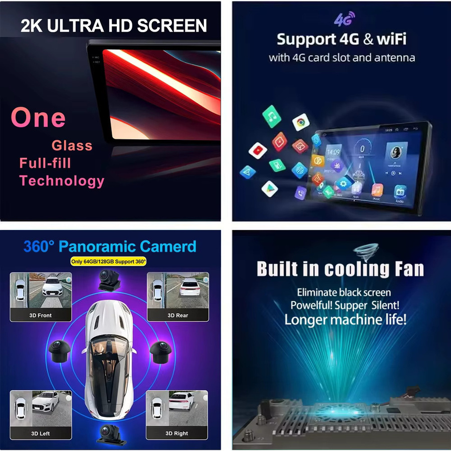 Android 16 Multimedia-Autoradio mit QLED-Bildschirm, GPS, Bluetooth und WiFi für Volvo C30 S40 V50 C70 (2006 - 2012), Schwarz - Bild 6