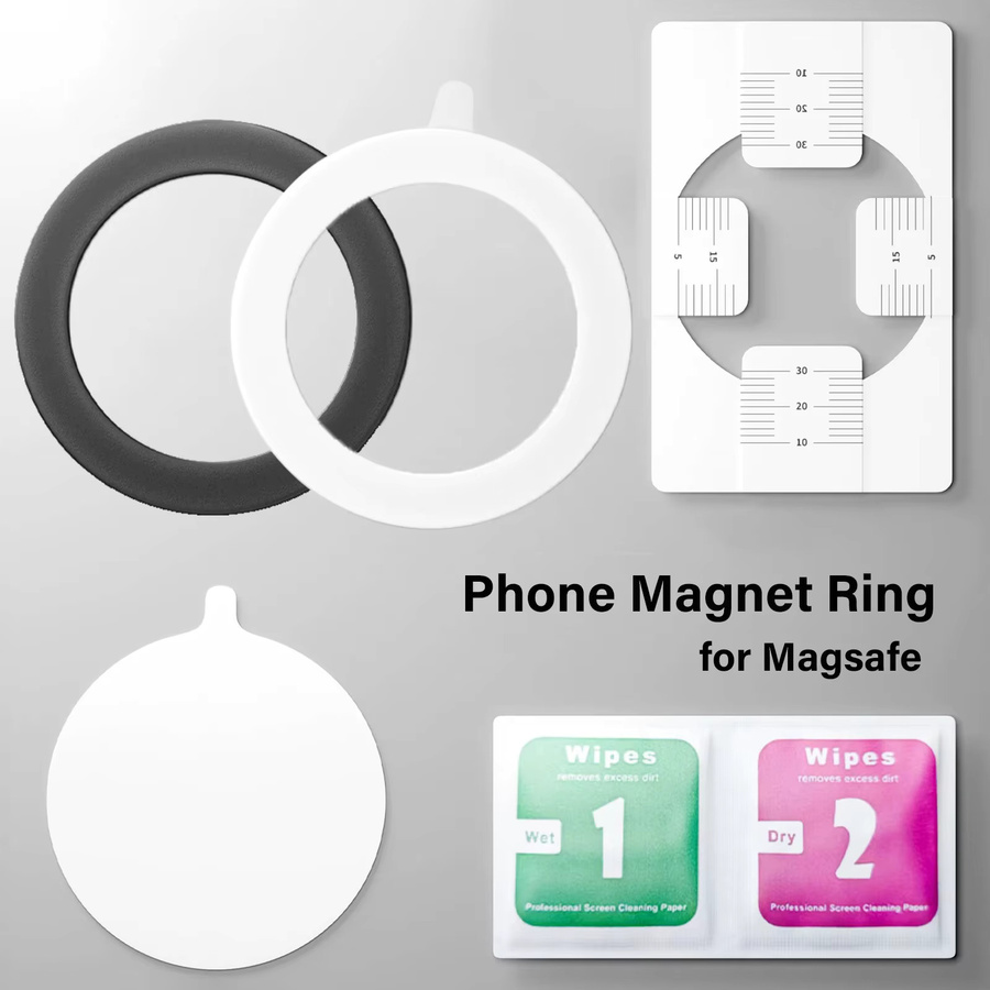 WSSHE Handy-Magnetplatte für MagSafe, kabelloses Laden, Magnetfolie-Aufkleber-Patch für iPhone 16, 17 und Xiaomi, in Schwarz oder Weiß - Bild 2