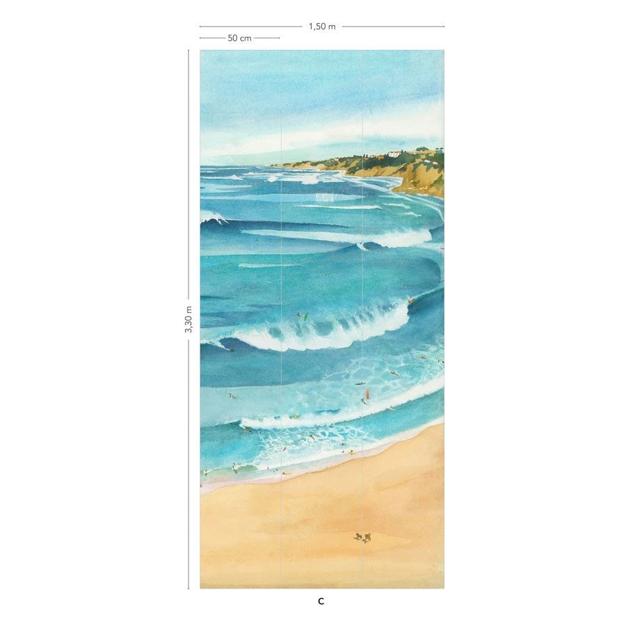 Isidore Leroy Wandtattoo Mural Surf Guethary in Blau, Gelb und Multicolour mit maritimem Sommer-Design - Bild 1
