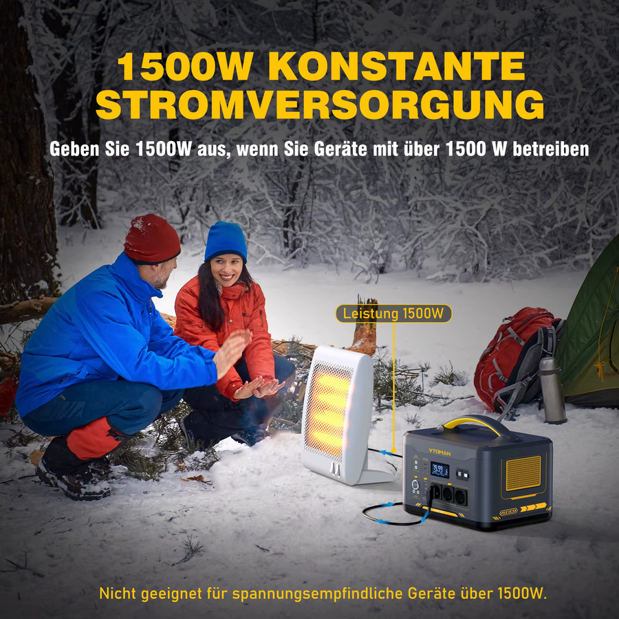 VTOMAN JUMP 1500X Tragbare Powerstation mit LiFePO4 Batterie, 828Wh, 1500W, Solargenerator in Schwarz - Bild 5