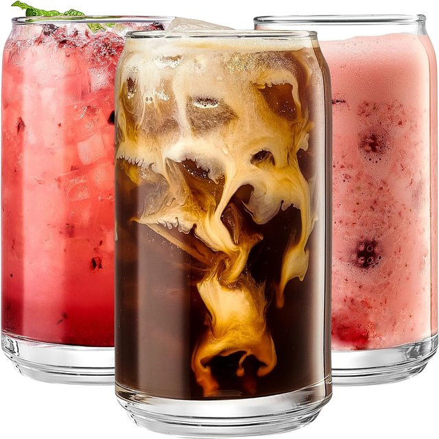 KEMORELA Glas Bierbecher Set mit Stroh und Reinigungswerkzeugen, transparent - Bild 1