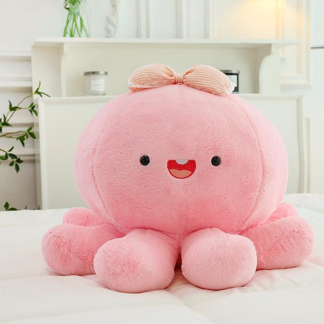 Krake-Kuschelkissen, Krake-Puppe, Plüsch / Textil, Rosa / Pink - Bild 1
