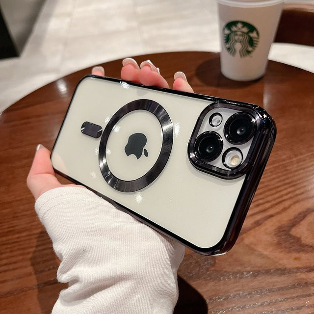 Caynes Magnetische Acryl Schutzhülle für iPhone 13 12 11 14 Pro Max Plus Transparent und Stoßfest - Bild 1