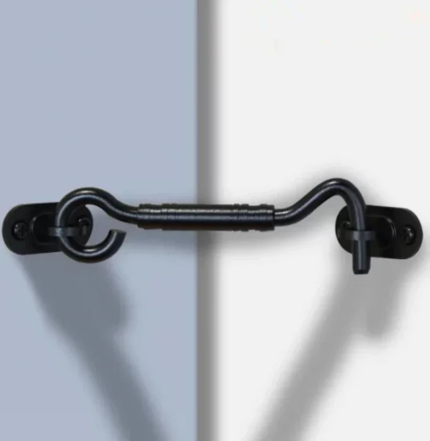 Fenster- und Türriegel aus Edelstahl in Schwarz, 4 Zoll Sicherheitsschloss mit Fensterhaken und Ösenriegel - Bild 1