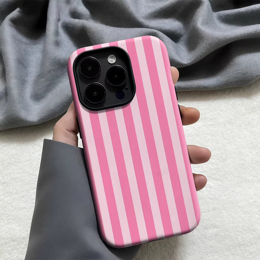 Potdemiel Handyhülle Candy Stripe Blush in Pink für iPhone 17 16 15 14 13 12 11 Pro Max Plus mit doppelschichtiger Rückseite - Bild 2