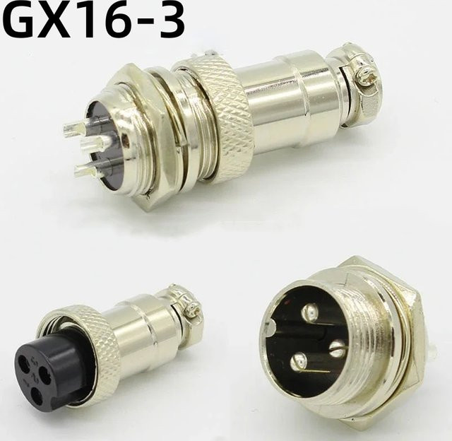 ELECAPITAL GX16 3 Pin Aviator Aviation Stecker und Buchse Set mit hinterer Mutter in Silber - Bild 1