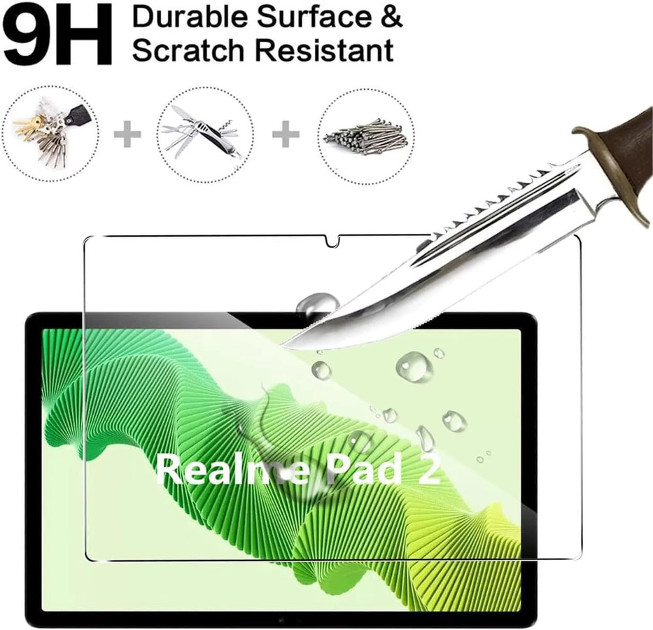 Realme Pad 2 (11,5 Zoll) 2023 Displayschutzfolie aus gehärtetem Glas, transparent, 9H Härte, HD-Qualität, anti-fingerabdruck und blasenfrei - Bild 2