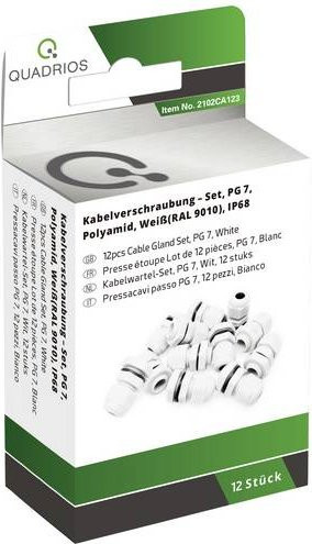 Quadrios Kabelverschraubung Sortiment PG7 aus PA66 in Weiß, 1 Set - Bild 1