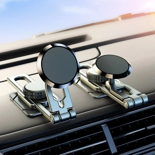 VIKEFON Magnetische Auto-Handyhalterung in Schwarz, 360 Grad drehbar und faltbar, universelle Armaturenbrett-Halterung für iPhone und Samsung - Bild 1