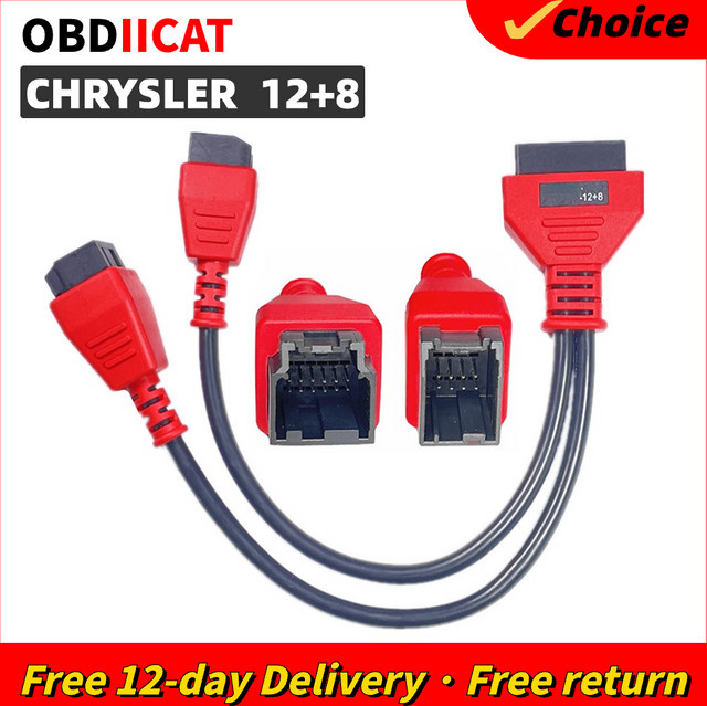 Obdiicat Chrysler Programmierkabel 12 8 Stecker für Autel DS808 Maxisys MS905 MS906 MS908 Pro Elite in Rot - Bild 1