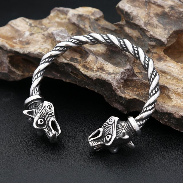 NORTHMAN Armband Edelstahl, Wolf Kopf, Silber, Unisex - Bild 1