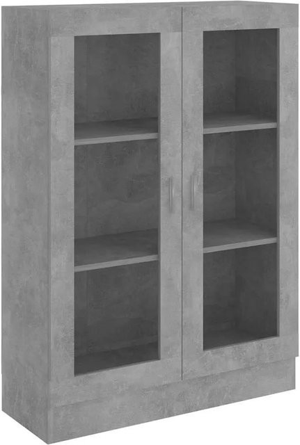 vidaXL Vitrinenschrank Betongrau mit Glastüren und Regalböden, B/T/H: 82,5 x 30,5 x 115 cm - Bild 1