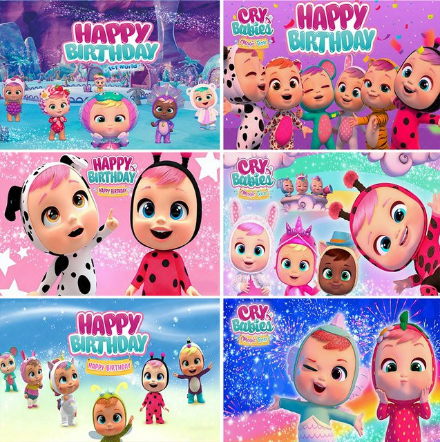 MINISO Cry Babies Wanddekoration für Kinderzimmer und Party als Hintergrund für Geburtstag oder Baby Shower, mehrfarbig, rechteckig - Bild 1