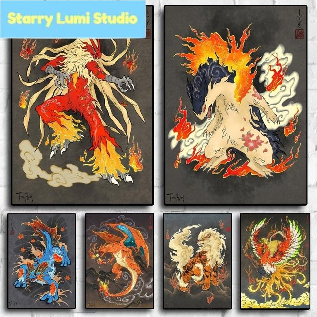 KAYOU Pokemon Charizard Anime Paper Poster, Klassischer Diamantdruck in Multicolour, B: 20,0 cm, H: 30,0 cm - Bild 1