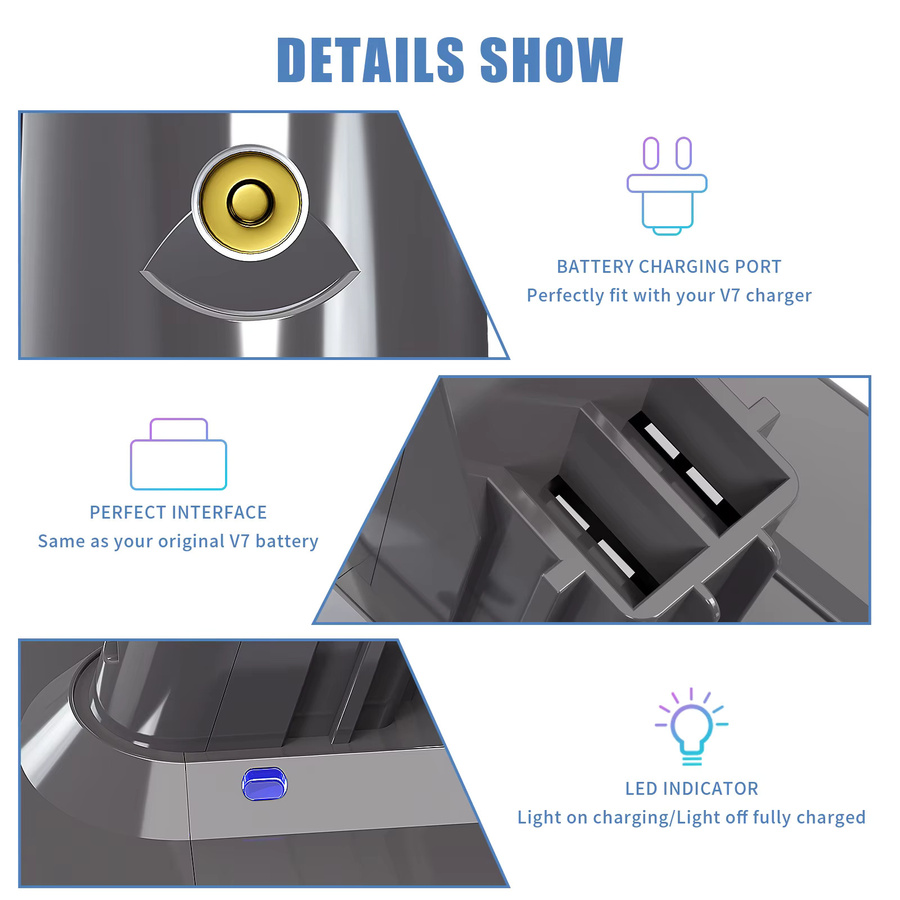 Ersatzakku für Dyson All Series V6 V7 V8 V10 Handstaubsauger, 21,6 V, 6000 mAh - Bild 2