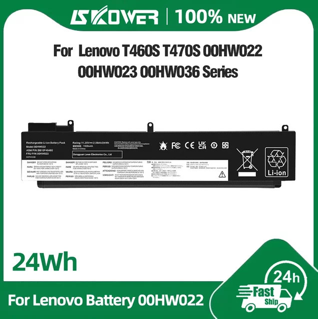 Lenovo Laptop-Akku für Thinkpad T460s T470s in Schwarz (00HW022 01AV405 01AV406 01AV407 01AV408 00HW023 00HW036 SB10F46462) - Bild 1