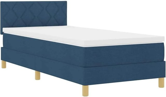 vidaXL LED Boxspringbett mit Matratze in Blau, Hybrid-Konstruktion mit USB-Ladeport und Unterbettbeleuchtung, B/T: 90 x 190 cm - Bild 1