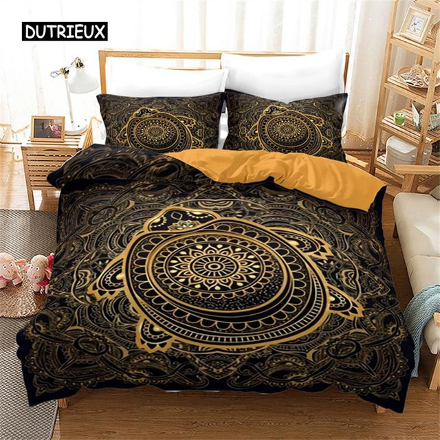Bettwäscheset mit Meeresschildkröten-Motiv von Binchi Outdoor Product aus Mikrofaser, Mehrfarbig, B/H: 135 x 200 cm - Bild 1