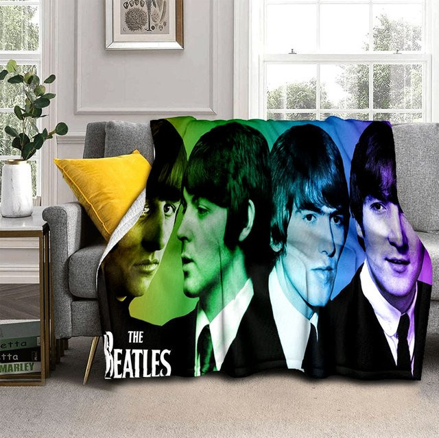 MINISO Flanelldecke The B-Beatles Rock Band Star in Multicolour, weiche und warme Retro Überwurfdecke aus Polyester, B/B/H: 150 x 135 x 1 cm - Bild 1