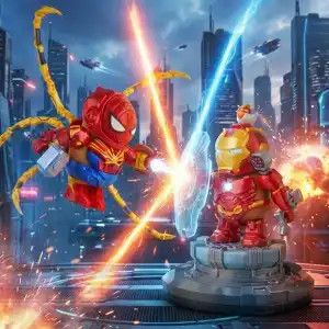 Capybara Spider-Man und Iron Man Mashup Figuren – Marvel Anime Sammelmodelle als süße Schreibtischdekoration in Multicolor - Bild 1