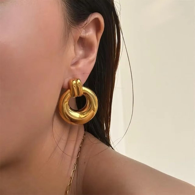 amofa Ohrringe Edelstahl, vergoldet, Gold, Damen, Vintage - Bild 1
