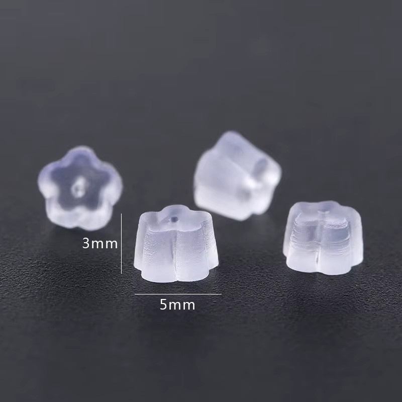 QIAO Ohrring Rückseiten, Blumenform, Silikon, 3x5mm - Bild 2