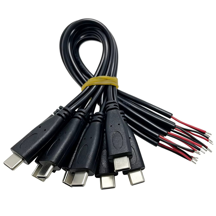10 Stück JCD USB-C Pigtail 2-adrige Stromkabel zum DIY-Reparatur-Laden in Schwarz 22AWG - Bild 3