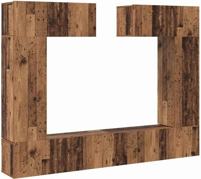 vidaXL TV-Schrankset aus Altholz in Braun, 6-teiliges Set für das Wohnzimmer, Wandmontage, B/T/H: 80 x 30 x 30 cm, 30,5 x 30 x 90 cm und 100 x 30 x 30 cm - Bild 1