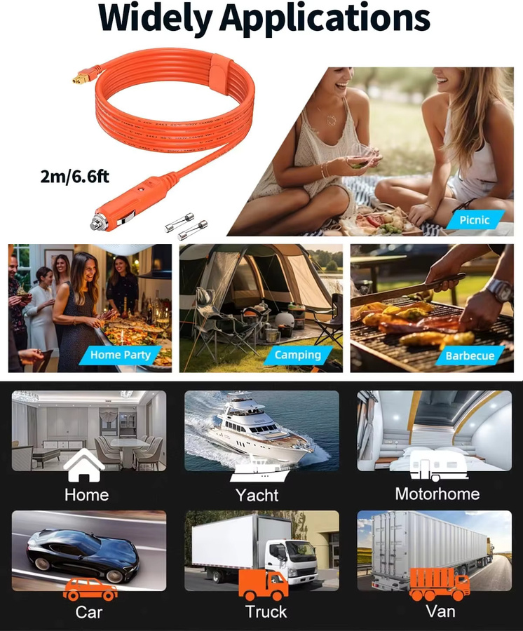 JMUYTOP Zigarettenanzünder auf XT60 Ladekabel 14AWG für 12/24V Autoladestecker kompatibel mit Jackery, EcoFlow und Anker Powerstations, Orange - Bild 5