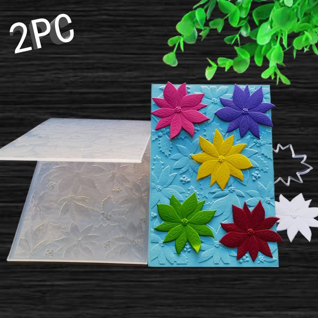 2-teiliges Set aus 3D-Reliefmappe und Schneidform für die Rückseite des Weihnachtssterns Weihnachtsblume - Bild 1