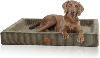 Knuffelwuff Santiago orthopädisches Hundebett aus Cord in Khaki mit herausnehmbarem Bezug und rutschfester Unterseite, XL - Bild 1