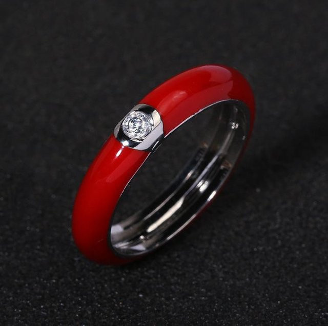 YIRAN Ring, Messing, Gold, Emaille, Zirkonia, Damen - Bild 1