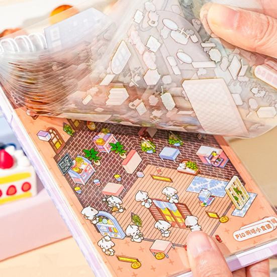 Wonder Hobby Mini-Buch-Set 3D Szenenaufkleber Miniaturhausszene Bunt - Bild 1