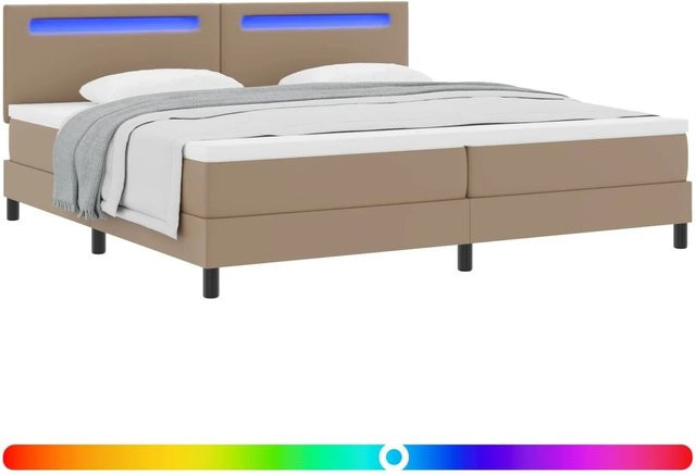 vidaXL Boxspringbett mit Matratze in Beige aus Kunstleder, B/T/H: 200 x 200 x 280 cm - Bild 1