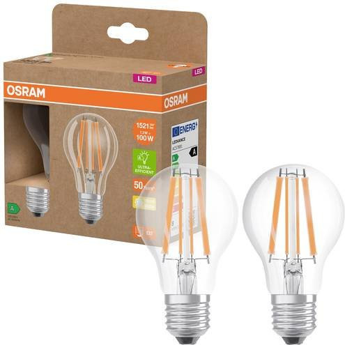 OSRAM LED Leuchtmittel E27 Warmweiß 7,2W entspricht 100W, 2er Pack, Durchmesser: 60 mm, Höhe: 60 mm - Bild 1