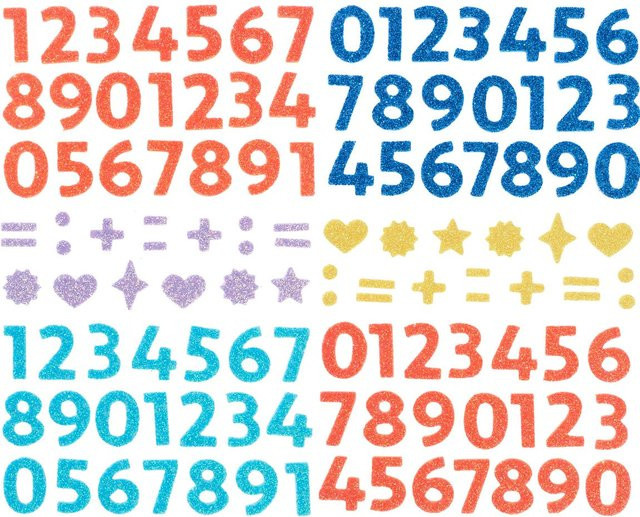 Moosgummi Glitter-Sticker mit Zahlenmotiven - Bild 1