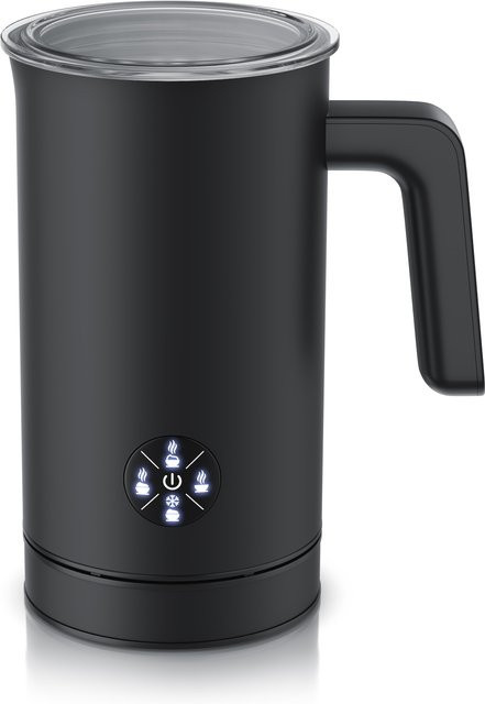 Arendo Elektrischer Milchaufschäumer in Schwarz und Transparent mit 4 Programmen, 500 W, Heiß- und Kaltaufschäumen, 150 ml und 300 ml - Bild 1