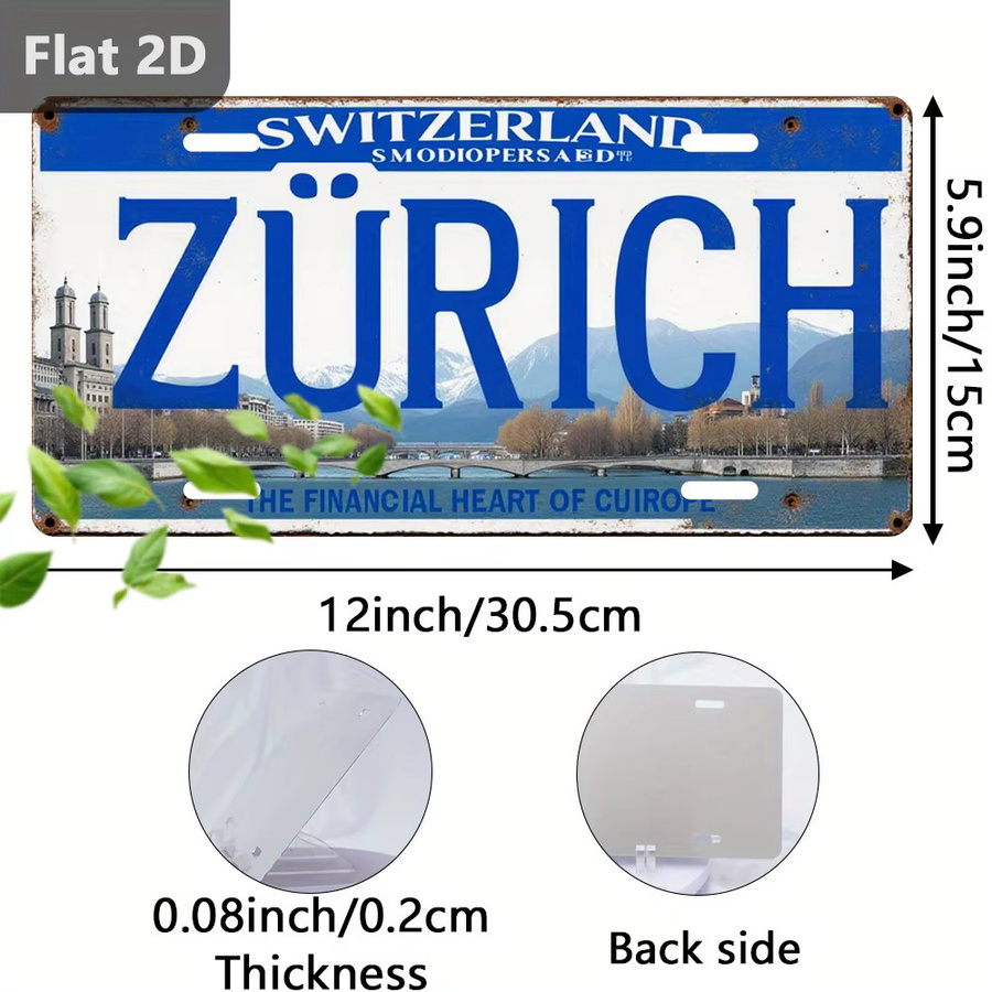 Vintage Blechschild CIFBUY Metall-Wanddekoration Zürich Schweiz Retro Design für Café und Garage - Bild 2
