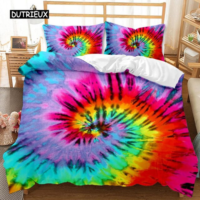 Boho Batik Bettwäsche Set Gypsy Queen in Blau Lila Bunt aus Mikrofaser, B/H: 140 x 210 cm - Bild 1