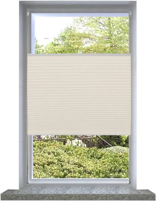vidaXL Plissee Faltrollo aus Polyester in Beige, B: 70 cm, H: 200 cm - Bild 1