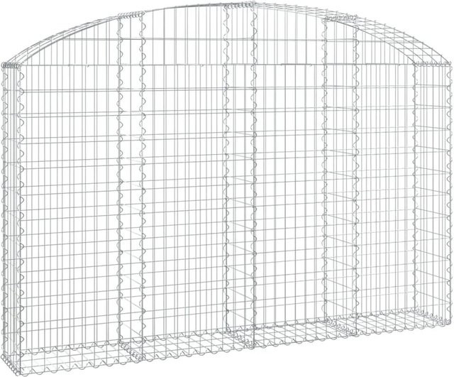 vidaXL Gabione mit Hochbogen aus verzinktem Eisen in Silber, B/T/H: 200 x 30 x 120/140 cm - Bild 1