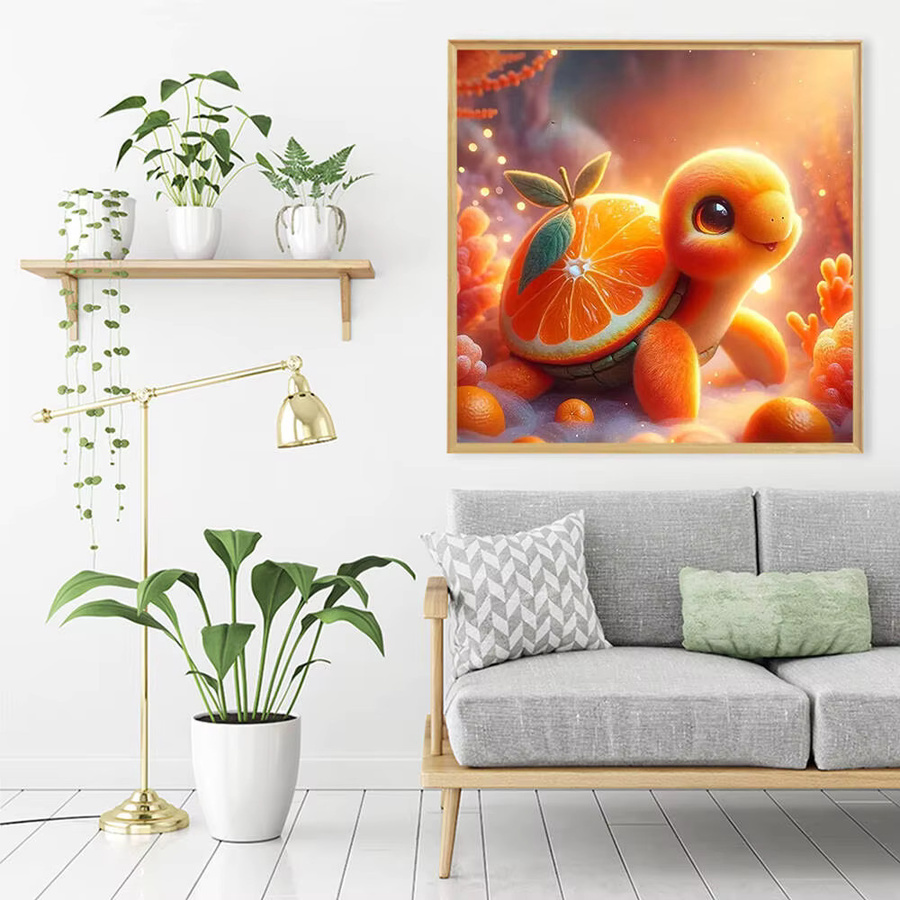 Evershine Diamant-Mosaik Stickerei Schildkröte in Orange, quadratisch - Bild 3