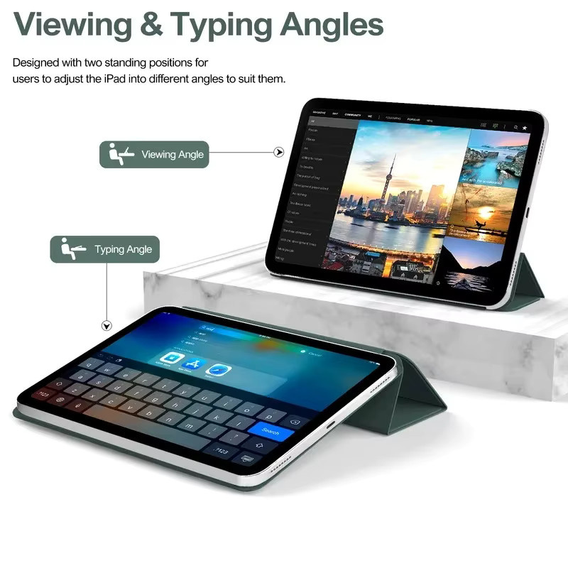 Magnetische Schutzhülle für Apple iPad Pro 11 und 12,9 sowie iPad Air 4 5 6 7 und iPad Mini 6 mit abnehmbarem Magnetverschluss in Weiß und Grün - Bild 4