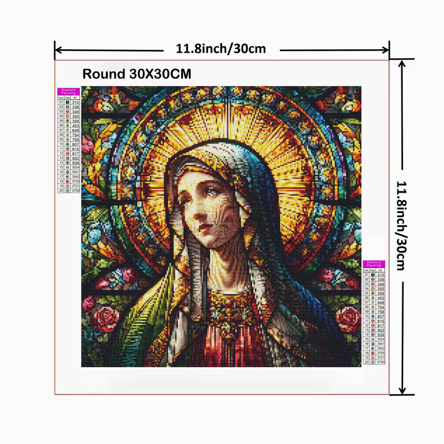 5D Diamant-Malerei-Set Jungfrau Maria von YUTTEE, Mosaik-Kunst zum Selbermachen in Mehrfarbig, Breite: 30,0 cm, Höhe: 30,0 cm - Bild 2