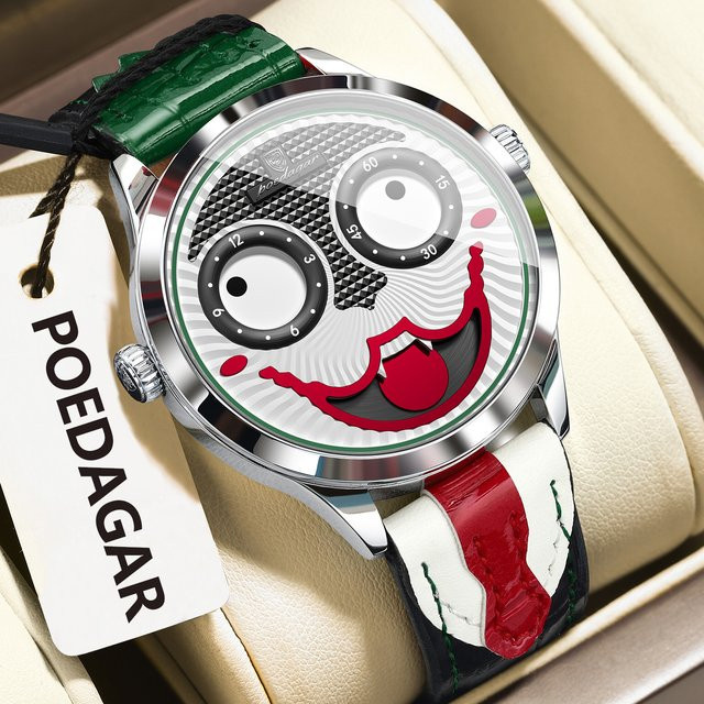 POEDAGAR Armbanduhr, Quarz, Leder, Silber, Edelstahl, Herren - Bild 1