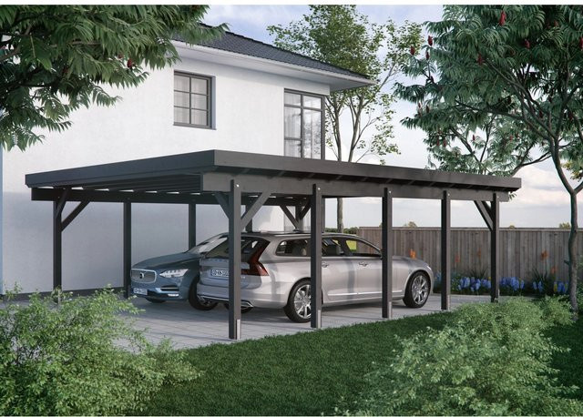 Kiehn-Holz Doppelcarport KH 331 mit Satteldach in Anthrazit, B/T: 634 x 754 cm - Bild 1