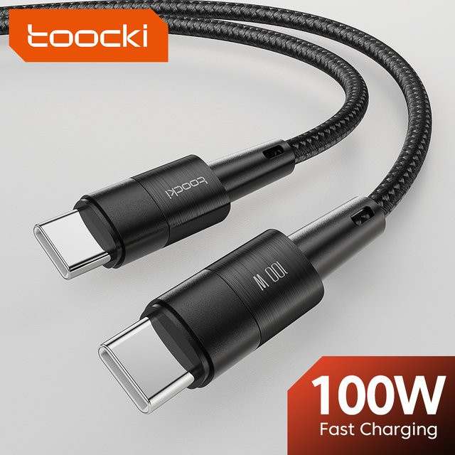 Toock USB-C auf USB-C Schnellladekabel mit PD-Unterstützung für MacBook Samsung und Xiaomi, 100 W, Schwarz - Bild 1